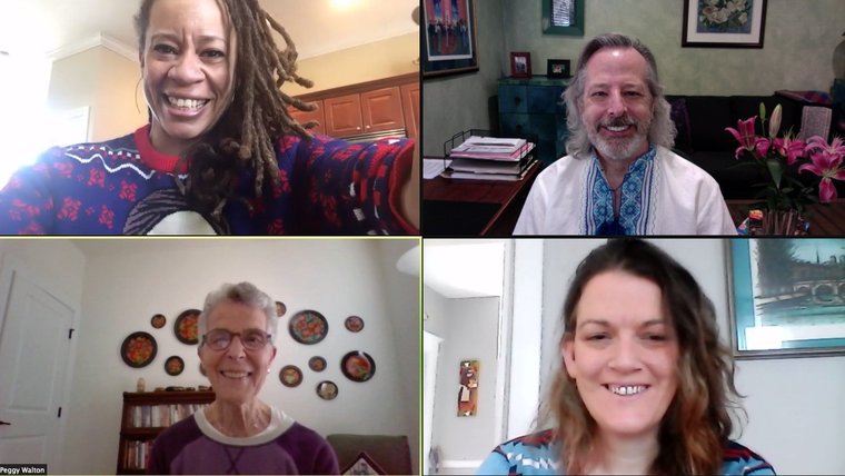 Four people are on a Zoom meeting.