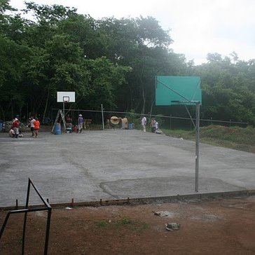 Completed multi-use court the community built with support from the high school, 50+ local volunteers and a group of 20 Court
