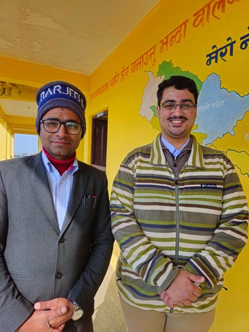 Prashil and his counterpart Hari in Nepal.