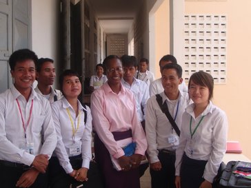 Darlene grant with students in Cambodia