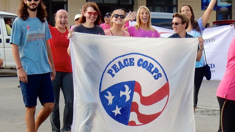 Group 80 Volunteers marching at Breast Cancer Awareness Parade, October 2015