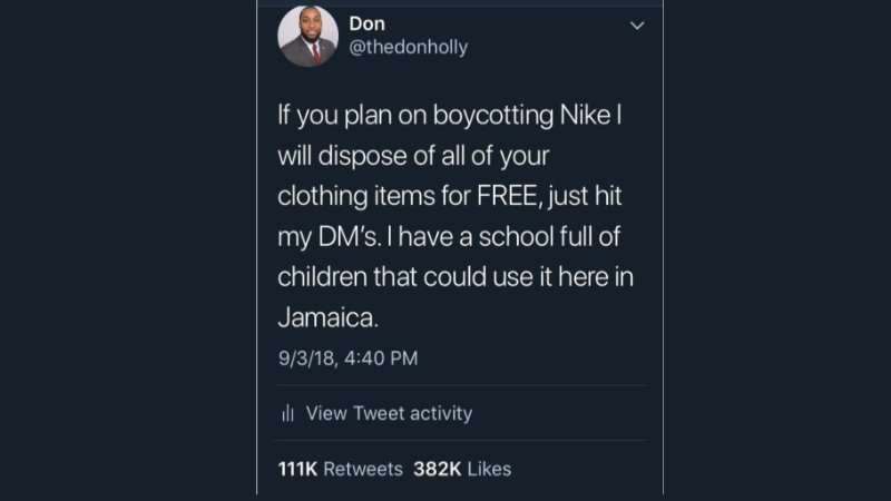 If you plan on boycotting your Nike clothing items I will dispose of them for you. Hit my DM's.
