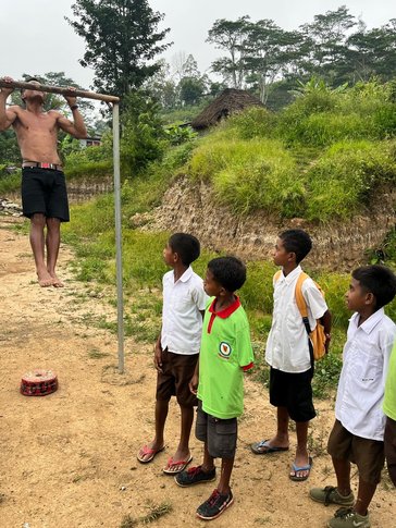 Staying in shape is a communal activity in Sina's Timor-Leste community.