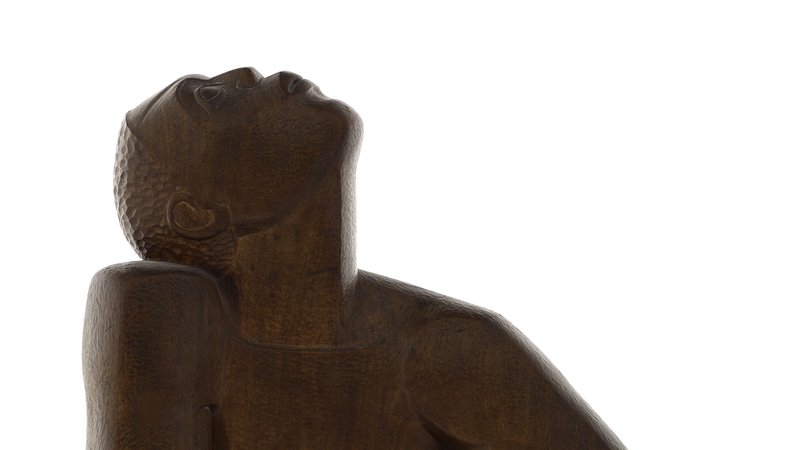 Archive photo of Edna Manley's wooden sculpture of a black man called Negro Aroused from the National Gallery of Jamaica