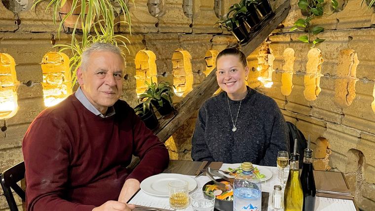 Emma and her host dad, Zivko, celebrate her first full year at site