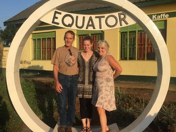 Sophie Fitzsimmons-Peters and parents in Uganda