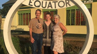 Sophie Fitzsimmons-Peters and parents in Uganda