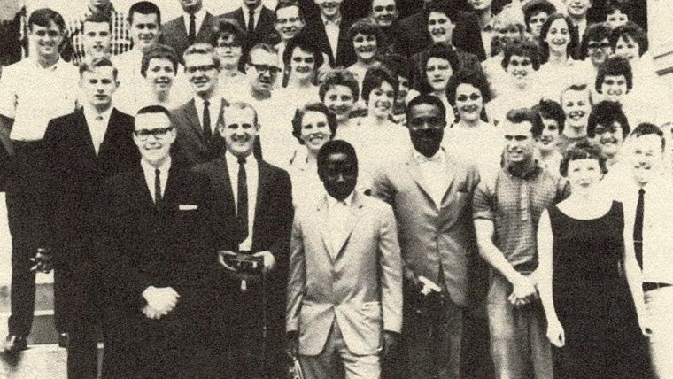 A group of people pose for a photo