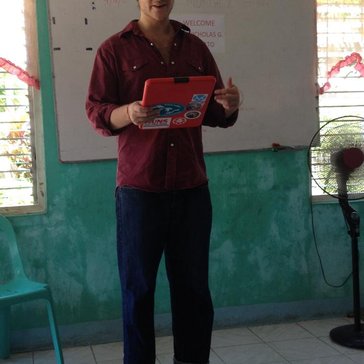 First day on the job, giving an introduction in Cebuano