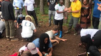 Volunteers conduct Agriculture training in Uganda.