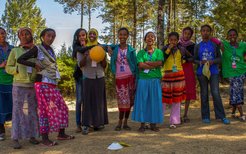 Ethiopia teen girls with soccer ball
