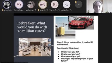An icebreaker question is presented during a virtual meeting.