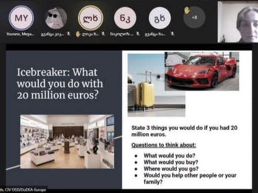 An icebreaker question is presented during a virtual meeting.