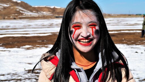 Zombie make-up is a popular Halloween costume in Mongolia.