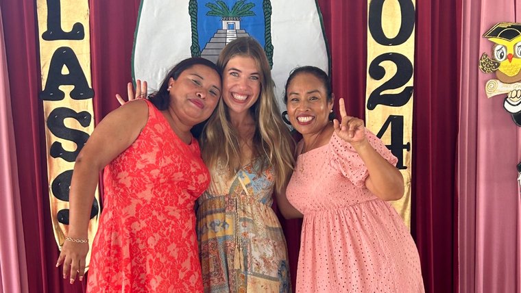 Sophia helped organize a graduation ceremony at the school where she works in Belize.