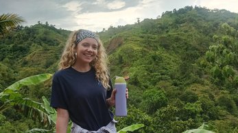 PCV Simmone on a Hike to her Fish Farming Project Location