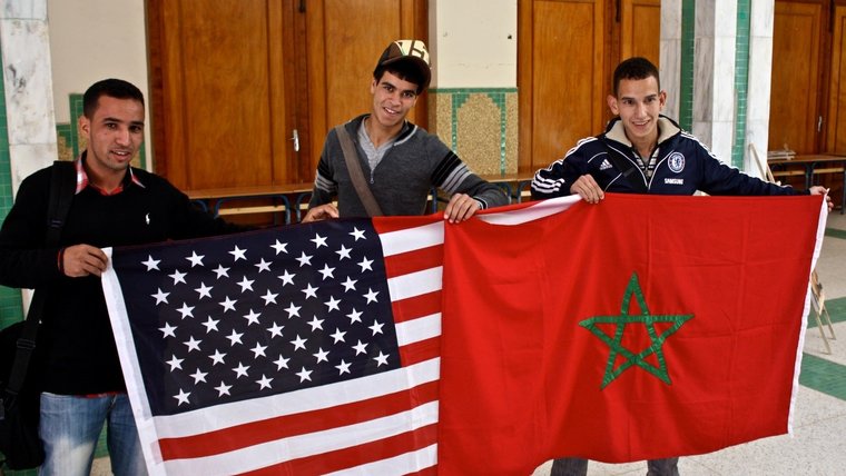 Holding the U.S. and Moroccan Flags side-by-side