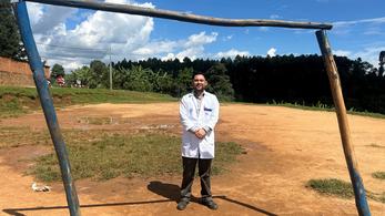 Volunteer Hunter in Rwanda Standing on the Outdoor Recreation Area