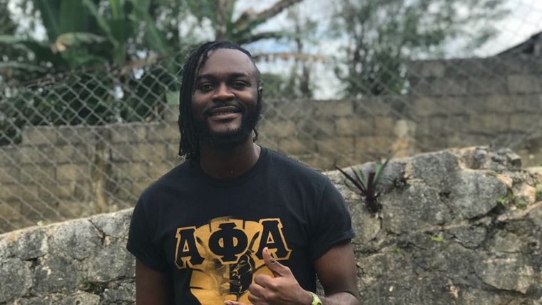 Volunteer Ampofo at post in Jamacia