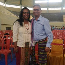 Sushma and Vineet in Timorese outfits