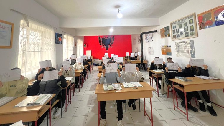 Rylie along with her host mom and fellow teacher organized creative writing and other projects for students in Albania.