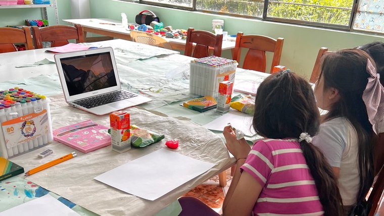 Girls participate in Demetria's weekly life skills club in Ecuador.