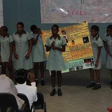 The girls give their presentations on women in STEM.