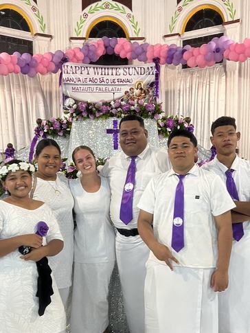 Celebrating White Sunday (a children’s holiday) in Samoa.