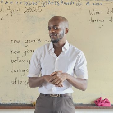 Jelan teaches English to students in grade 7 through 11 in Cambodia.