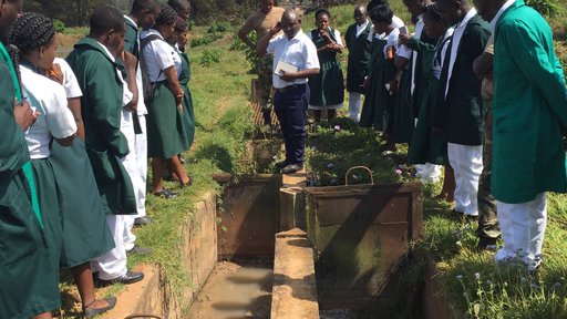 Community health nursing students visiting a sewage facility in Mzuzu, Malawi. These are first-year nursing students at St. J