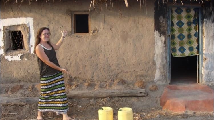 Volunteer Beth shows off her home in Zambia.