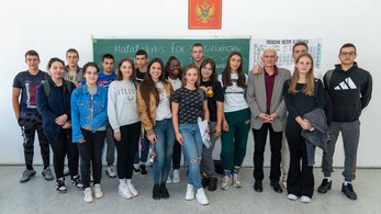 Montenegrin Students Posing in Front of the Classroom