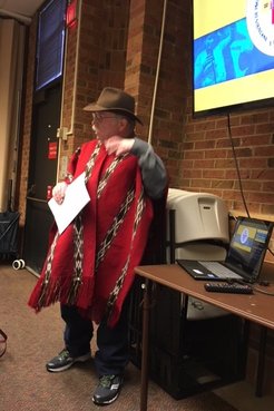 In the traditional Kañari poncho, presenting to the Returned Peace Corps Volunteers of New Jersey about our ongoing work.