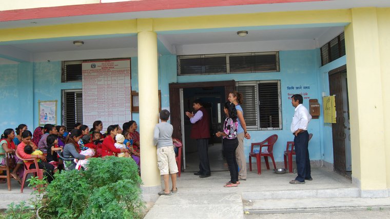 Doing a handwashing demonstration with Jhabindra