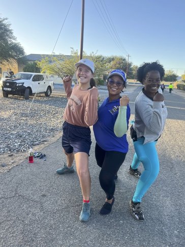 Jenny participates in a monthly 5k run with Namibian friends.