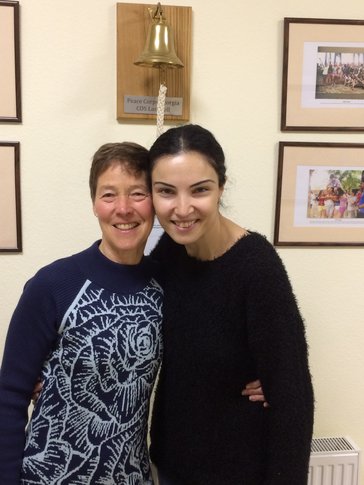 Two women smiling