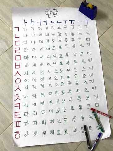A sign in the Korean language and culture classroom.