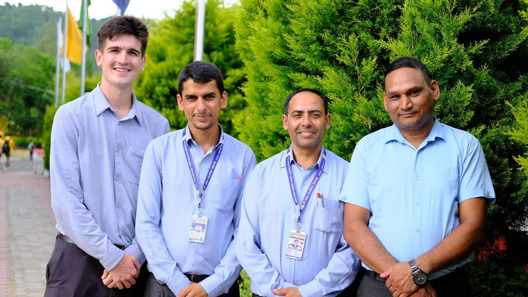 L-R PCV Steven, the school principal, Pradip P., Vice principal Yatranath K., and English teacher Nabin Jung S. at a school event