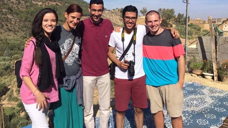 Peace Corps Volunteer Laila (2nd from left) with Reda and other students.