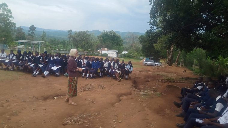 Laurel also discusses life skills such as intercultural competency with students in Kenya.