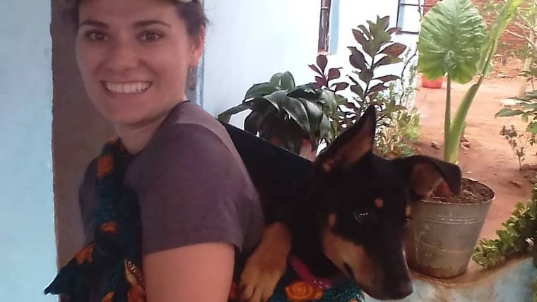 Jenn with Lira on her back