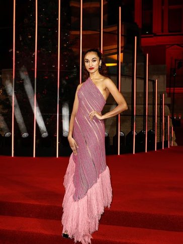 Model on a red carpet