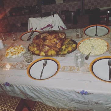 Host family created their first Thanksgiving dinner meal to celebrate with me.