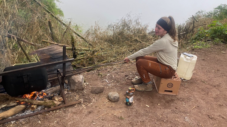Marie learned to roast coffee over a fire in Jamaica.