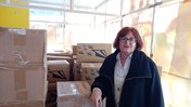 Marija Andreeva-Poposka and boxes of books