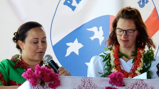 G80 representatives give a speech in Tongan at Swearing In