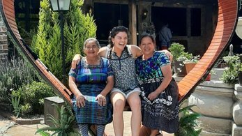 Peace Corps Volunteer Hugging Host Mom for International Women's Day