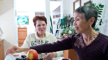 Volunteer Barbara Jue in Moldova with her host mom