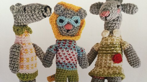 Three of the original ART-I-SAN "My Namibian Friend" dolls: Makena Mongoose, Lele Lion and Gili Giraffe.