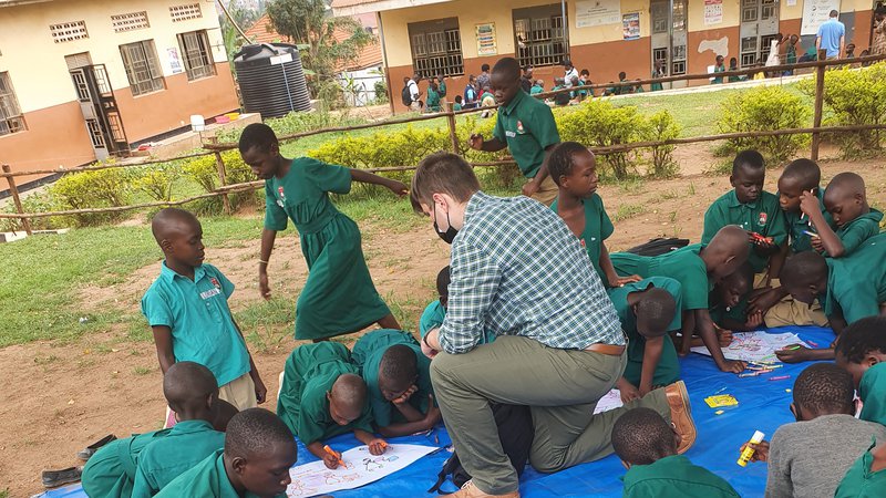 Education Volunteer doing free learning activity with children